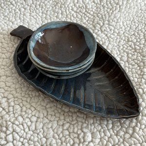 Bread Plate with Dipping Bowls - Handcrafted